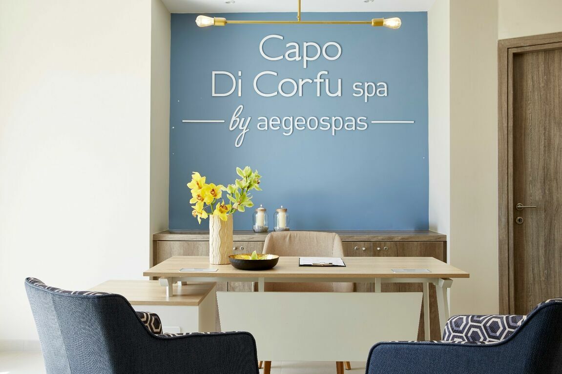 The reception area of Capo Di Corfu family resort with spa